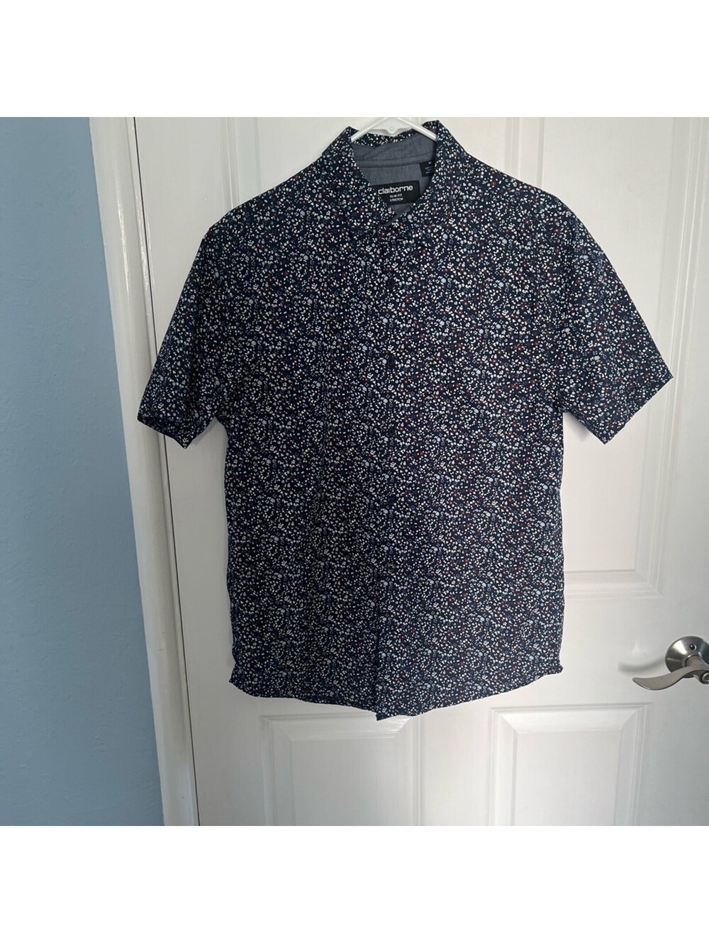 Claiborne Men's Casual Button Down Shirt - Medium Navy Floral